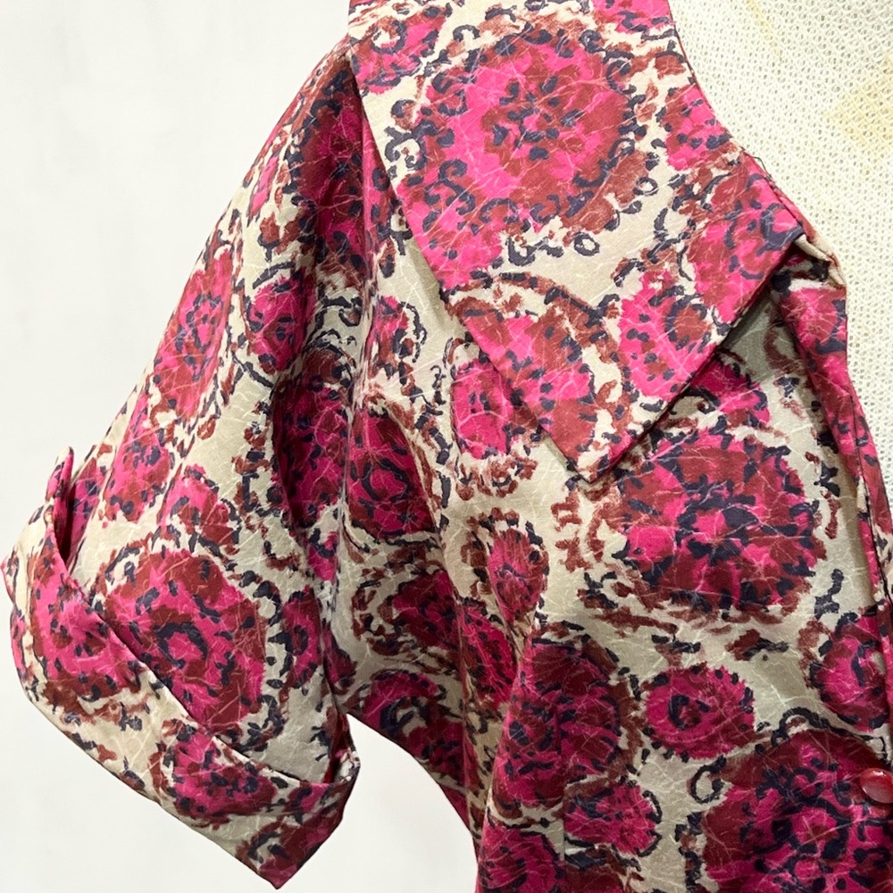 VINTAGE 50s MCM Ann Taylor cotton floral day‎ dress flare skirt rounded collar - Picture 8 of 16